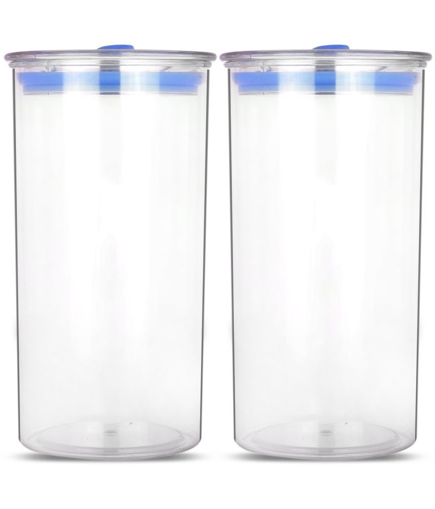     			HomePro - Round Container | Airtight | Silicone Cap | Blue | Plastic Utility Container ( Set of 2 ) - 1400 ml