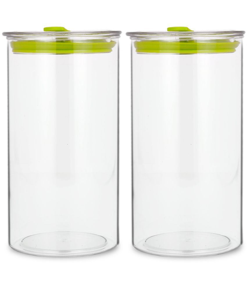     			HomePro - Round Container | Airtight | Silicone Cap | Green | Plastic Utility Container ( Set of 2 ) - 1400 ml Total Capacity