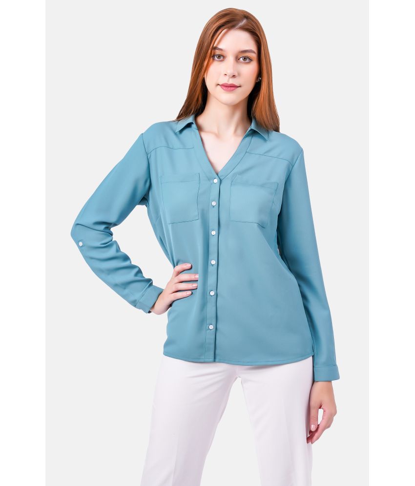     			NUEVOSDAMAS - Turquoise Polyester Women's Shirt Style Top ( Pack of 1 )