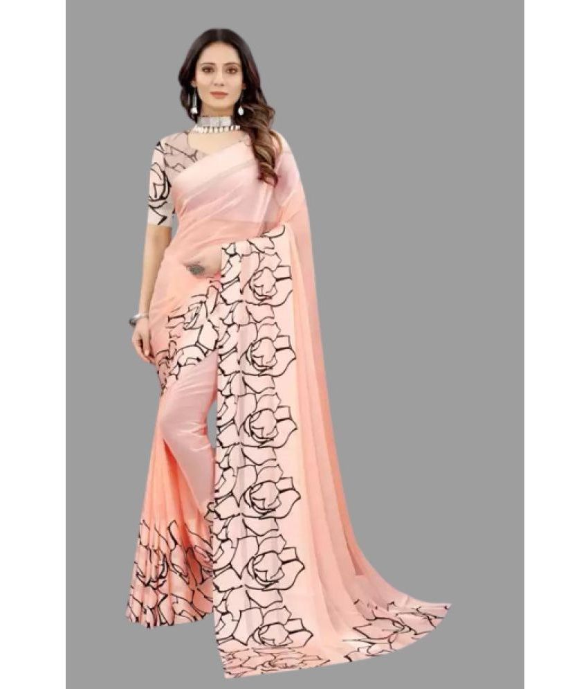     			Sanwariya Silks - Peach Georgette Saree With Blouse Piece ( Pack of 1 )