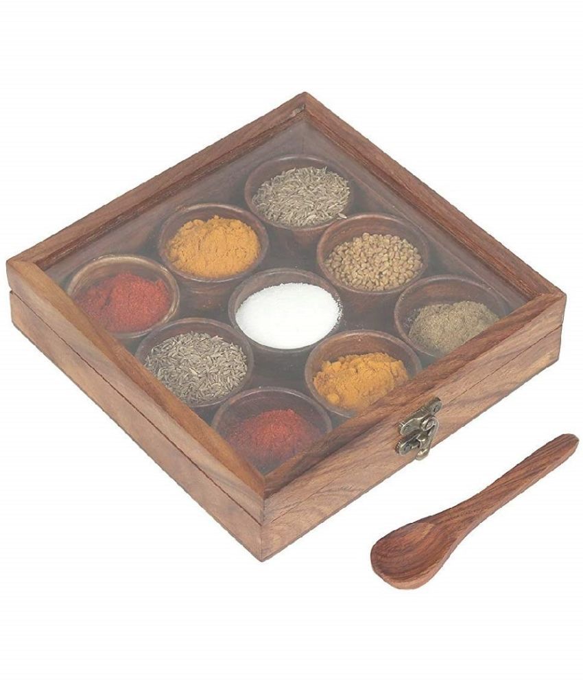     			TFS - Brown Wooden Spice Container ( Set of 1 ) - 50 ml
