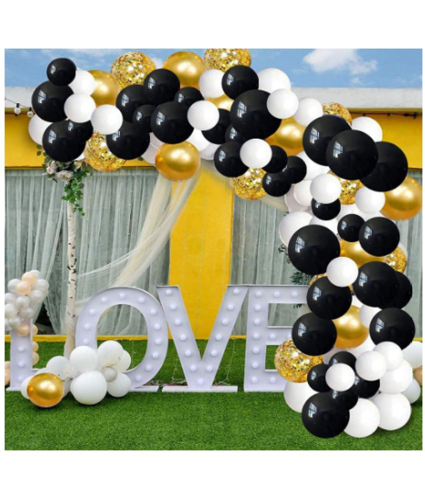     			Jolly Party   Balloon Arch Decoration Kit 112 Pcs (GOLD BLACK WHITE)