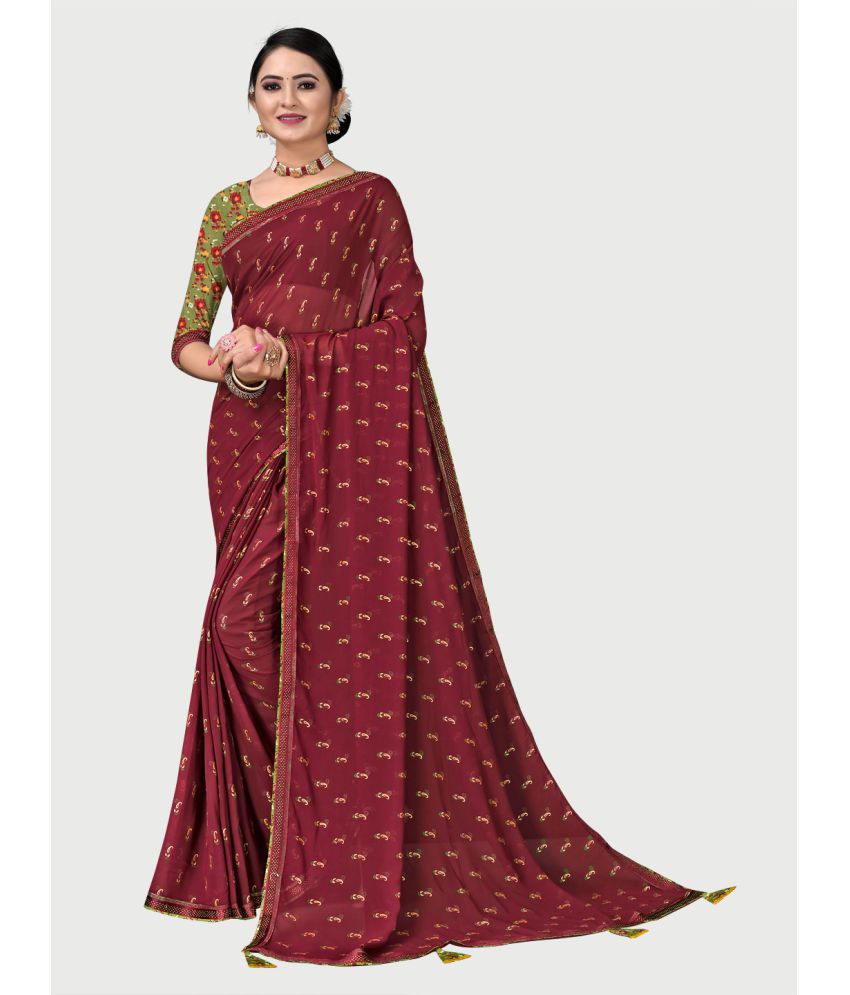     			Rekha Maniyar - Purple Georgette Saree With Blouse Piece ( Pack of 1 )