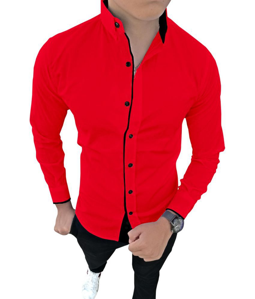     			SUR-T - Red Cotton Blend Slim Fit Men's Casual Shirt ( Pack of 1 )