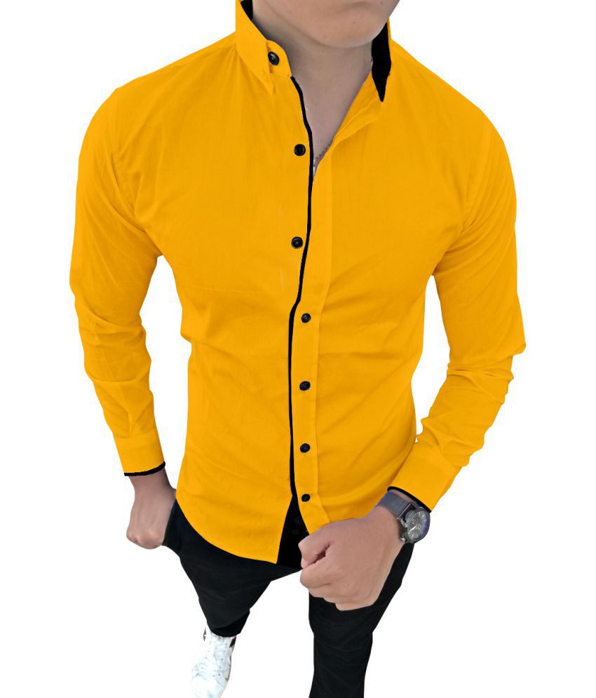     			SUR-T - Yellow Cotton Blend Slim Fit Men's Casual Shirt ( Pack of 1 )
