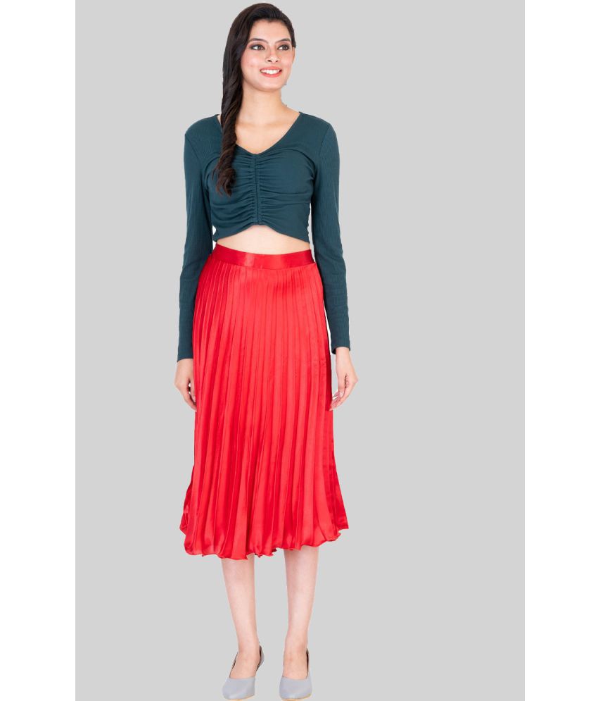 powermerc - Maroon Satin Women's Flared Skirt ( Pack of 1 )
