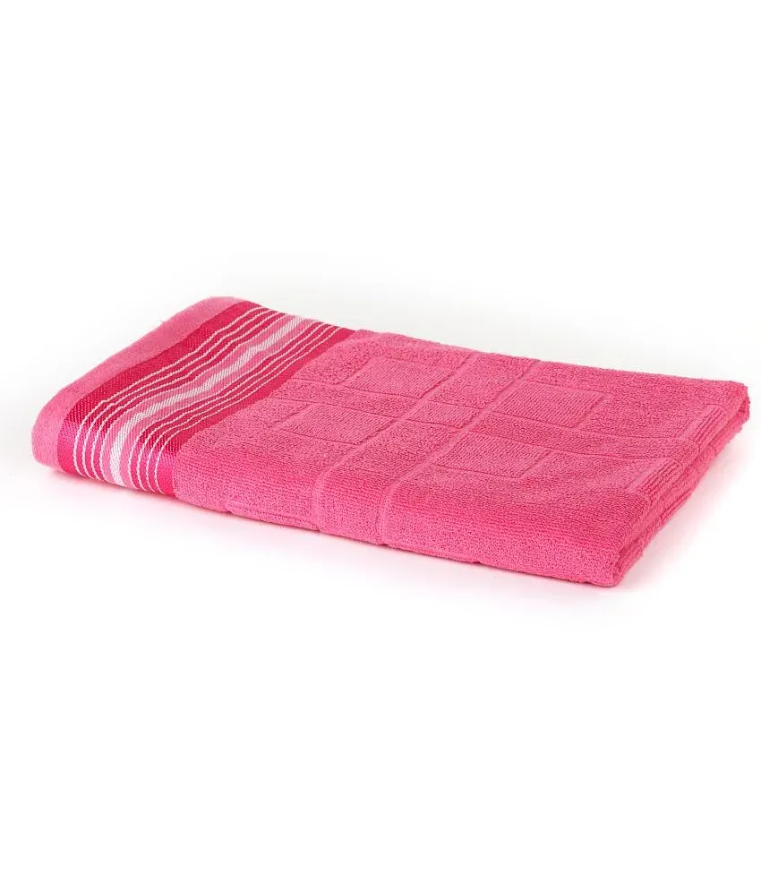 HOMETALES Cotton Pink Self Design Bath Towel 70x140 cm 400