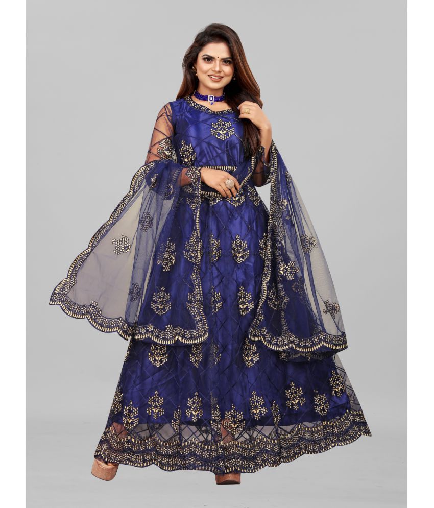     			Aika - Navy Blue Anarkali Net Women's Stitched Ethnic Gown ( Pack of 1 )