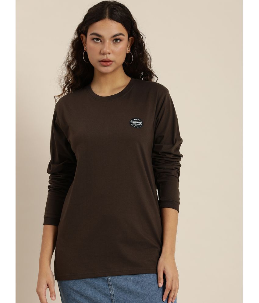     			Difference of Opinion - Brown Cotton Loose Fit Women's T-Shirt ( Pack of 1 )