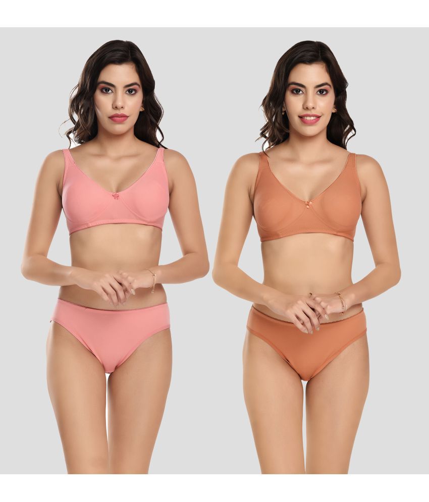     			Elina - Multicolor Cotton Women's Bra & Panty Set ( Pack of 2 )