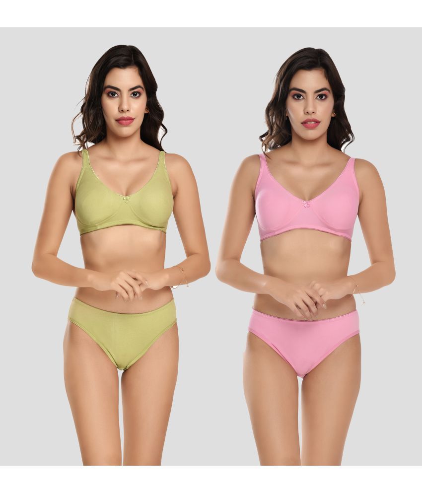     			Elina - Multicolor Cotton Women's Bra & Panty Set ( Pack of 2 )