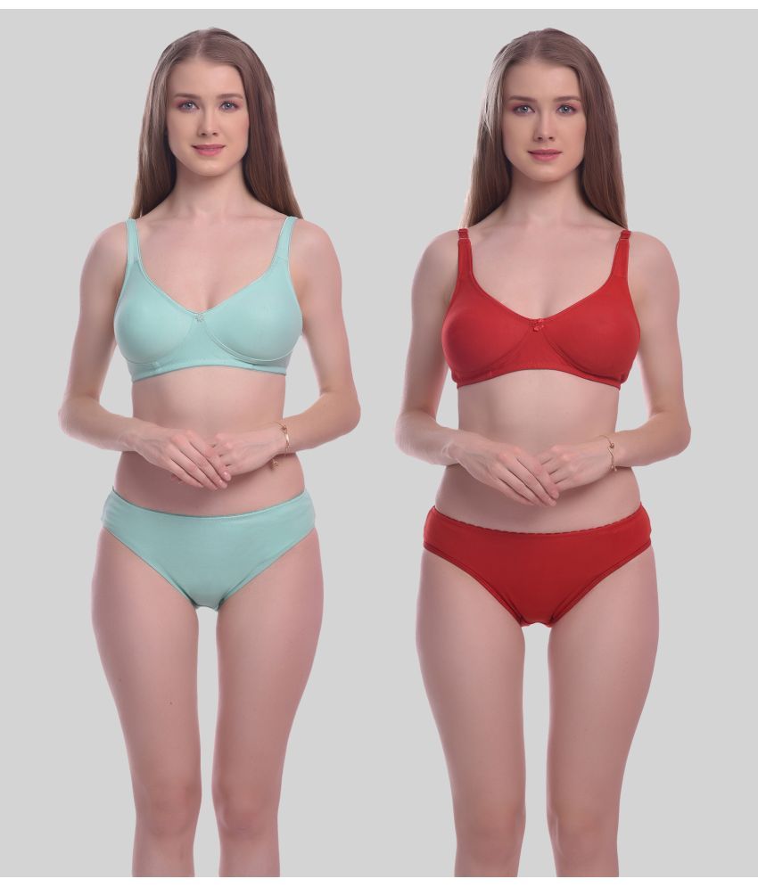     			Elina Pack of 2 Cotton Women's Bra & Panty Set ( Multicolor )