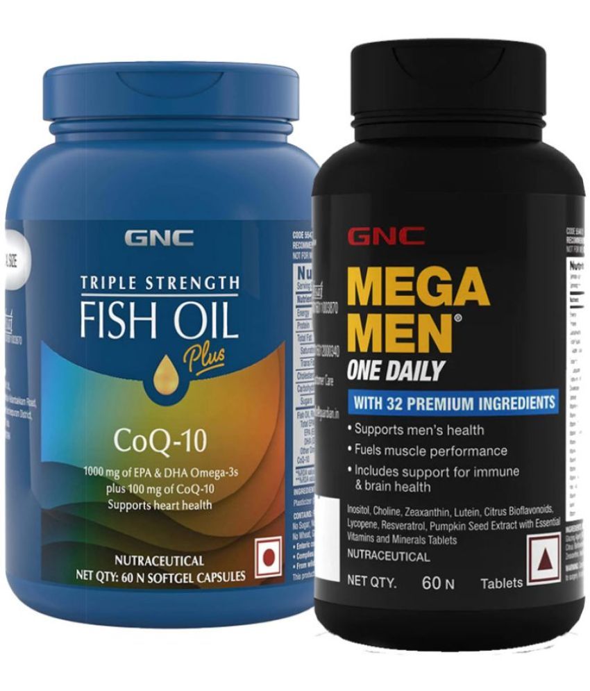 GNC Triple Strength Fish Oil+CoQ10 60 Softgels & GNC Mega Men One
