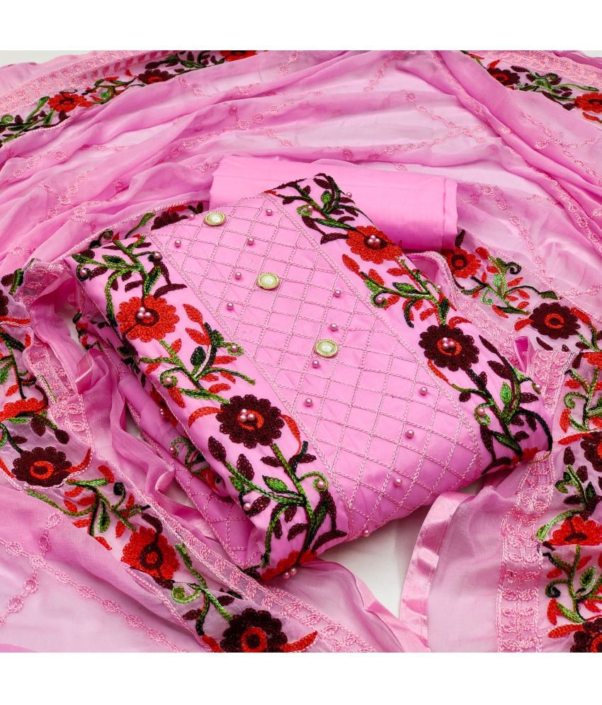     			Gazal Fashions - Unstitched Pink Cotton Dress Material ( Pack of 1 )