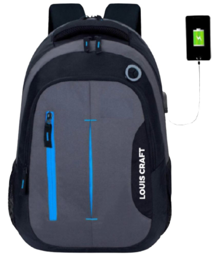     			Louis Craft - Black Polyester Backpack bag ( 35 Ltrs )