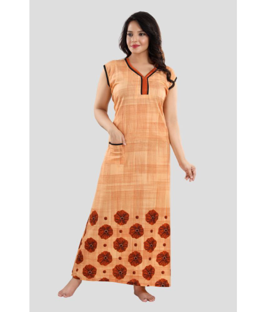     			Misss Cute - Orange Cotton Women's Nightwear Nighty & Night Gowns ( Pack of 1 )
