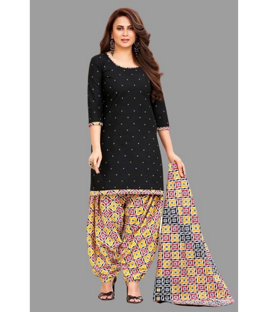     			SIMMU - Unstitched Black Cotton Dress Material ( Pack of 1 )