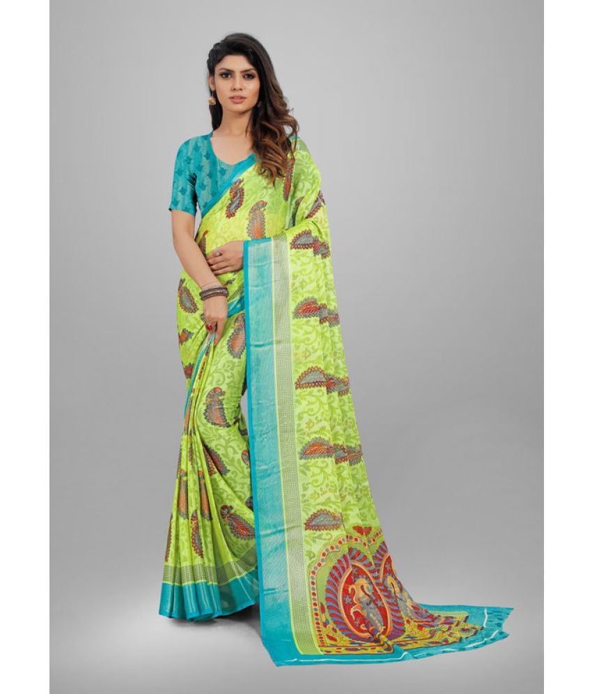     			Sitanjali - Green Brasso Saree With Blouse Piece ( Pack of 1 )