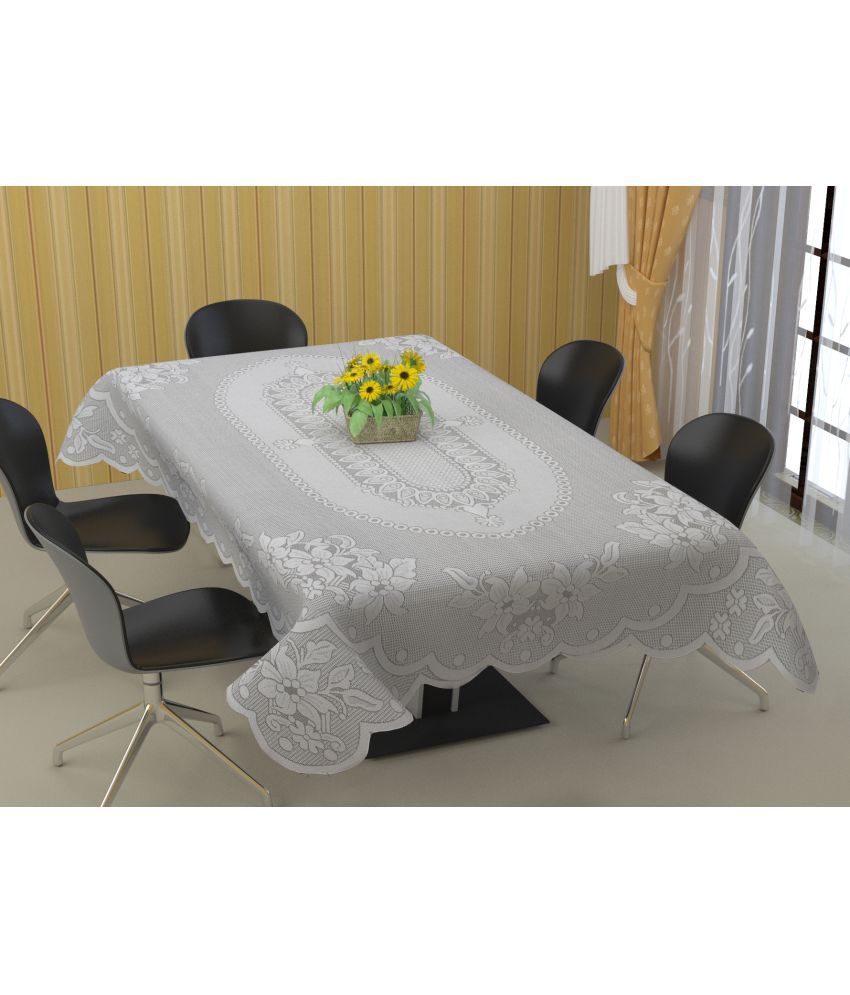     			WISEHOME - White Cotton Table Cover ( Pack of 1 )