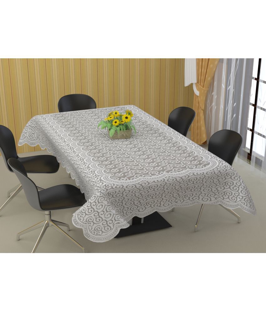     			WISEHOME - White Cotton Table Cover ( Pack of 1 )