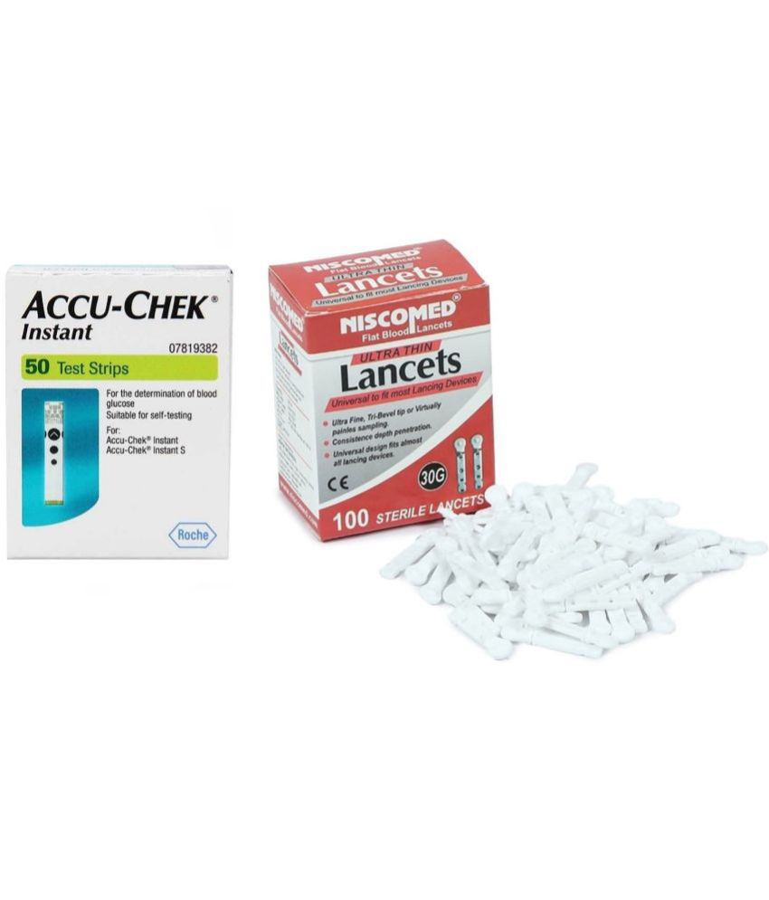     			AccuChek Instant 50 Sugar Test Strips + 100 Flat lancets