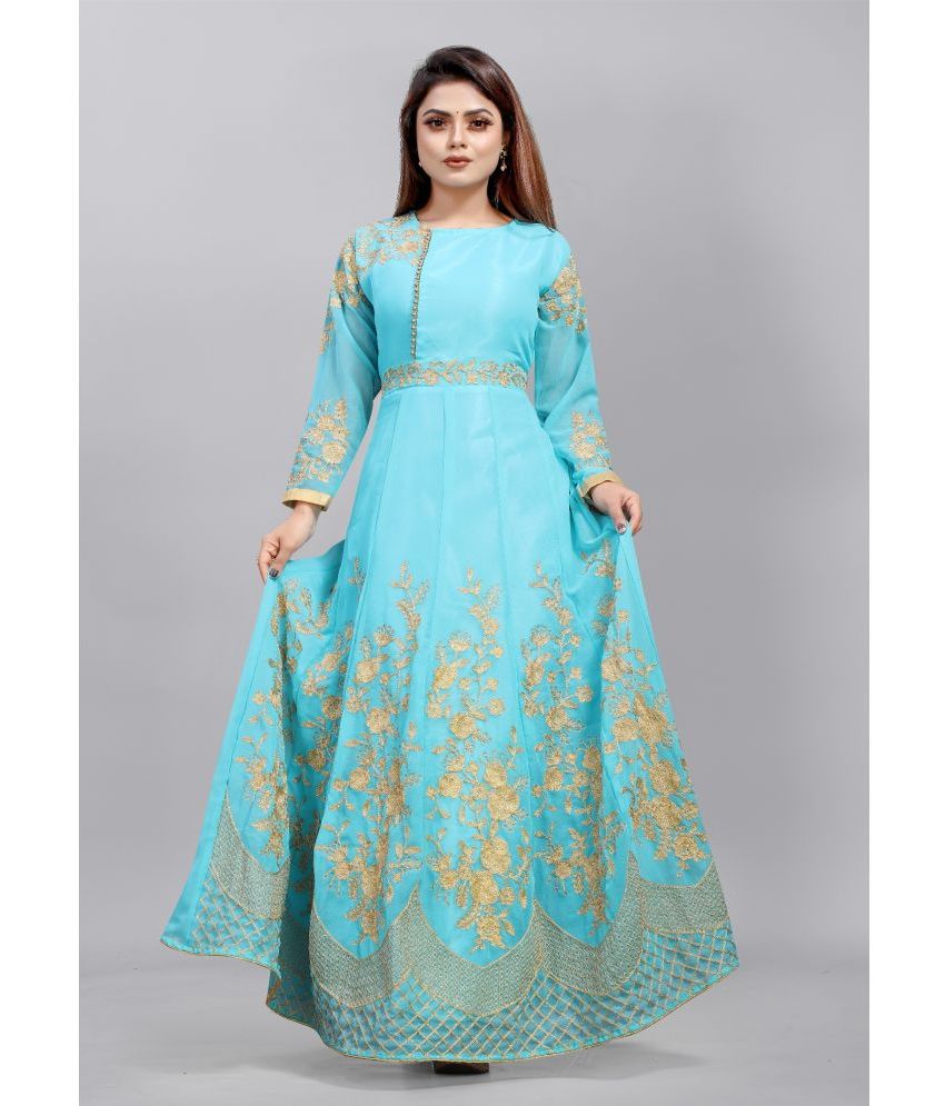     			Aika - Turquoise Georgette Women's Gown ( Pack of 1 )