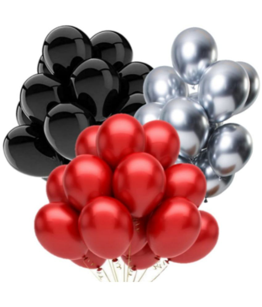     			Jolly Party   Combo of Red,Silver,Black  Color Metallic Balloon pack of 51 pcs