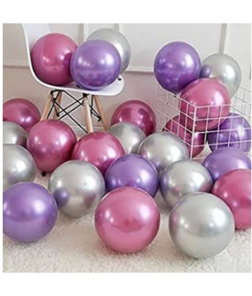     			Jolly Party  Metallic Purple ,Silver ,Rose pink balloons(Pack of 50)