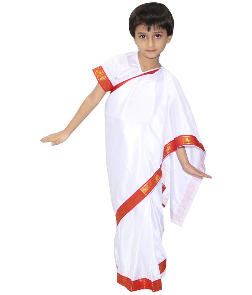     			Kaku Fancy Dresses Indira Gandhi Costume for Republic Day & Independence Day National Hero Freedom Fighter School Annual Function Fancy Dress Competition - White, 3-4 Years for Girls