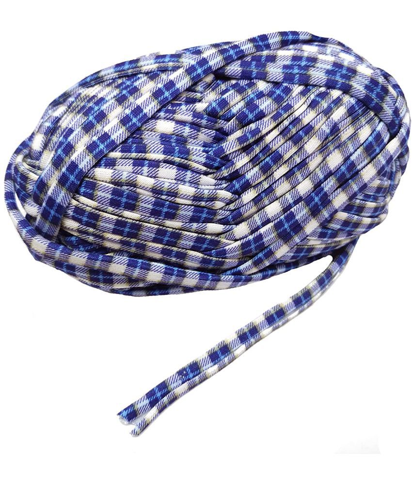     			PRANSUNITA T-Shirt Yarn Carpet, Knitting Yarn for Hand DIY Bag Blanket Cushion Crocheting Projects TSH New 100 GMS (Blue White Check)