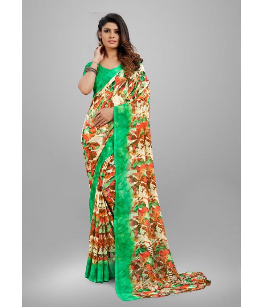     			Sanjana Silks - Green Georgette Saree With Blouse Piece ( Pack of 1 )