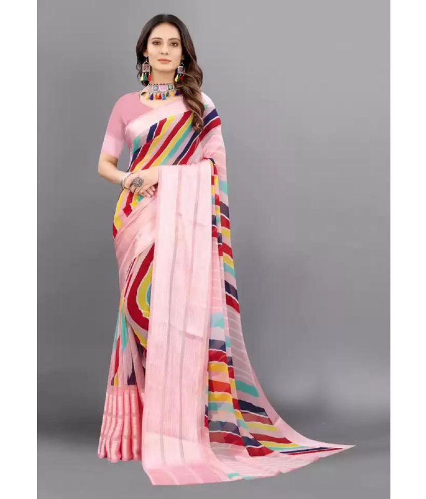     			Sitnjali Lifestyle - Pink Georgette Saree With Blouse Piece ( Pack of 1 )