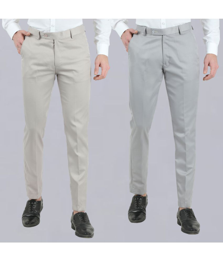     			VEI SASTRE Multicolored Slim Formal Trouser ( Pack of 2 )