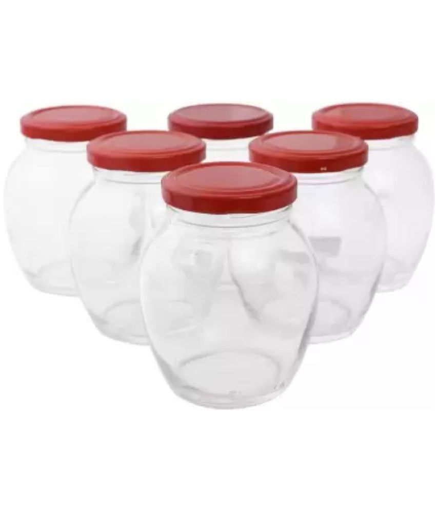     			skwaion - Multicolor Glass Spice Container ( Set of 6 ) - 335 ml
