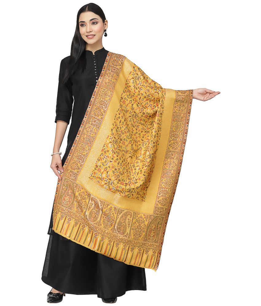     			Anekaant Yellow Self Design Shawl - ( Pack of 1 )