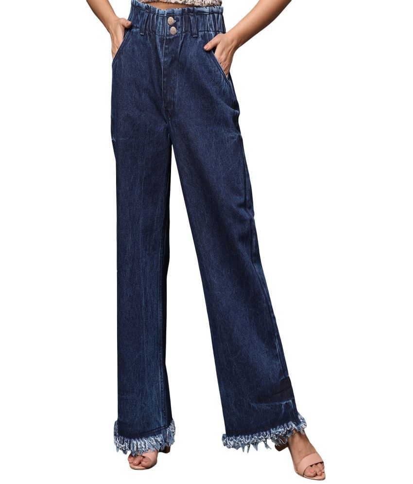     			AngelFab - Navy Blue Denim Wide Leg Women's Jeans ( Pack of 1 )