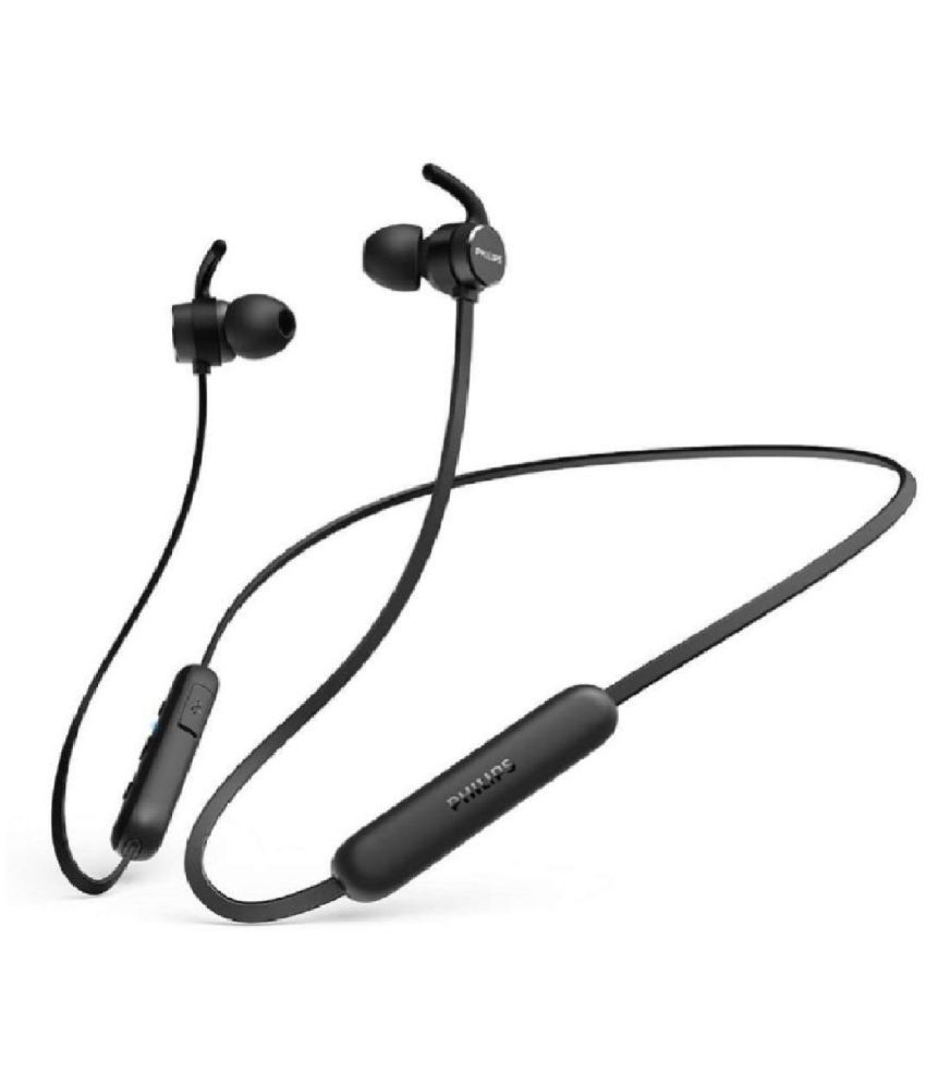 Philips TAE1205 In Ear Bluetooth Neckband 10 Hours Playback IPX4(Splash & Sweat Proof) Powerfull bass -Bluetooth V 5.0 Black