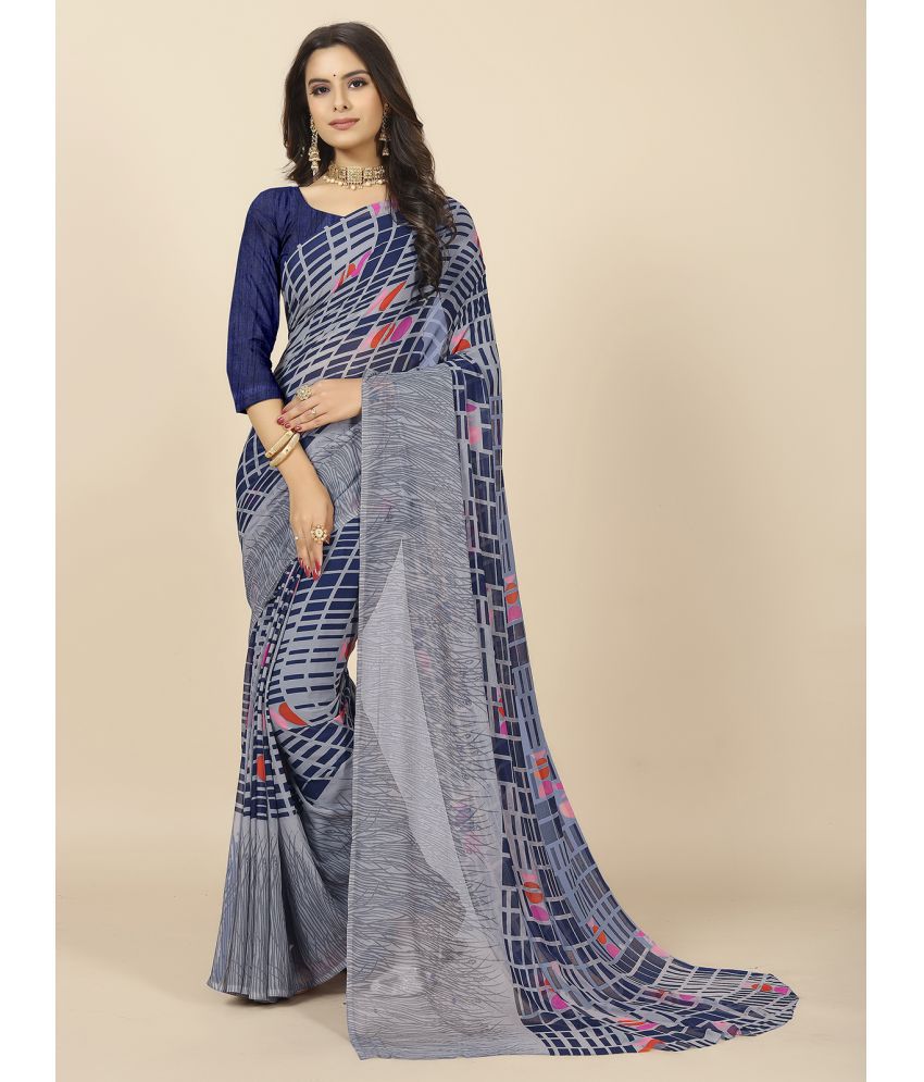     			Rangita Women Abstract Printed Georgette Saree With Blouse Piece - Blue