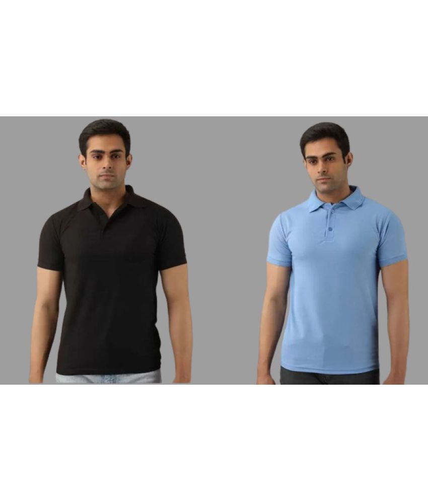     			SKYRISE - Multicolor Cotton Blend Slim Fit Men's Polo T Shirt ( Pack of 2 )