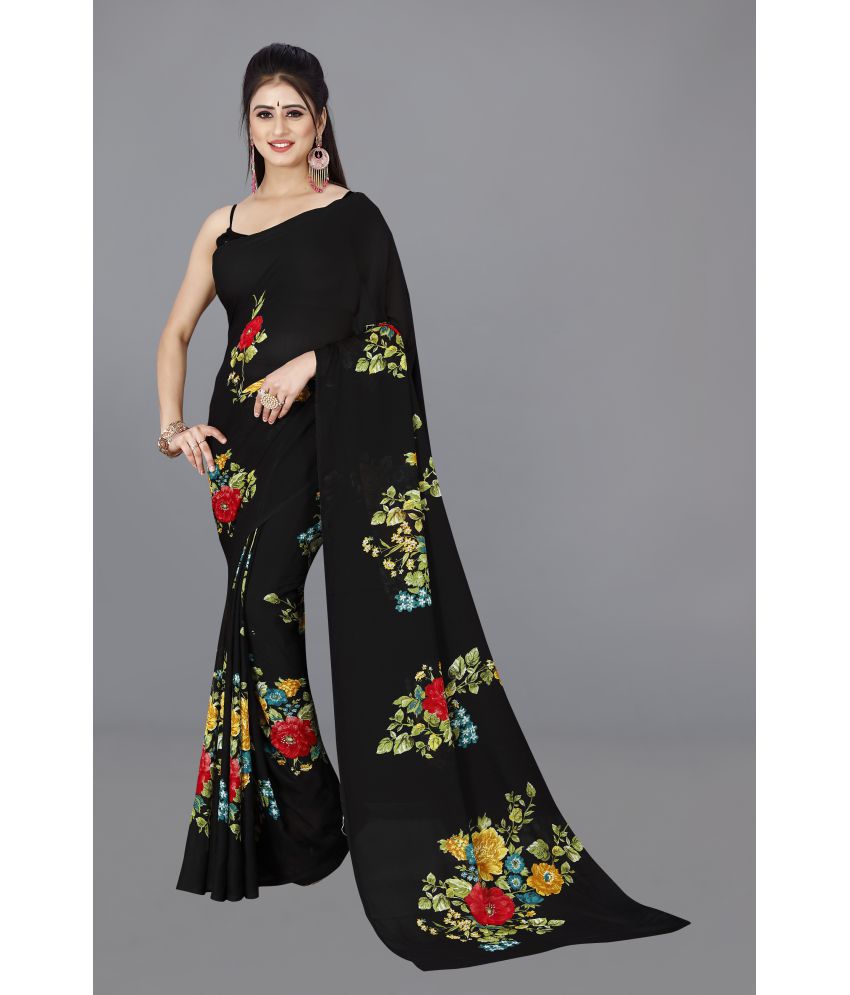     			ANAND SAREES - Black Georgette Saree Without Blouse Piece ( Pack of 1 )