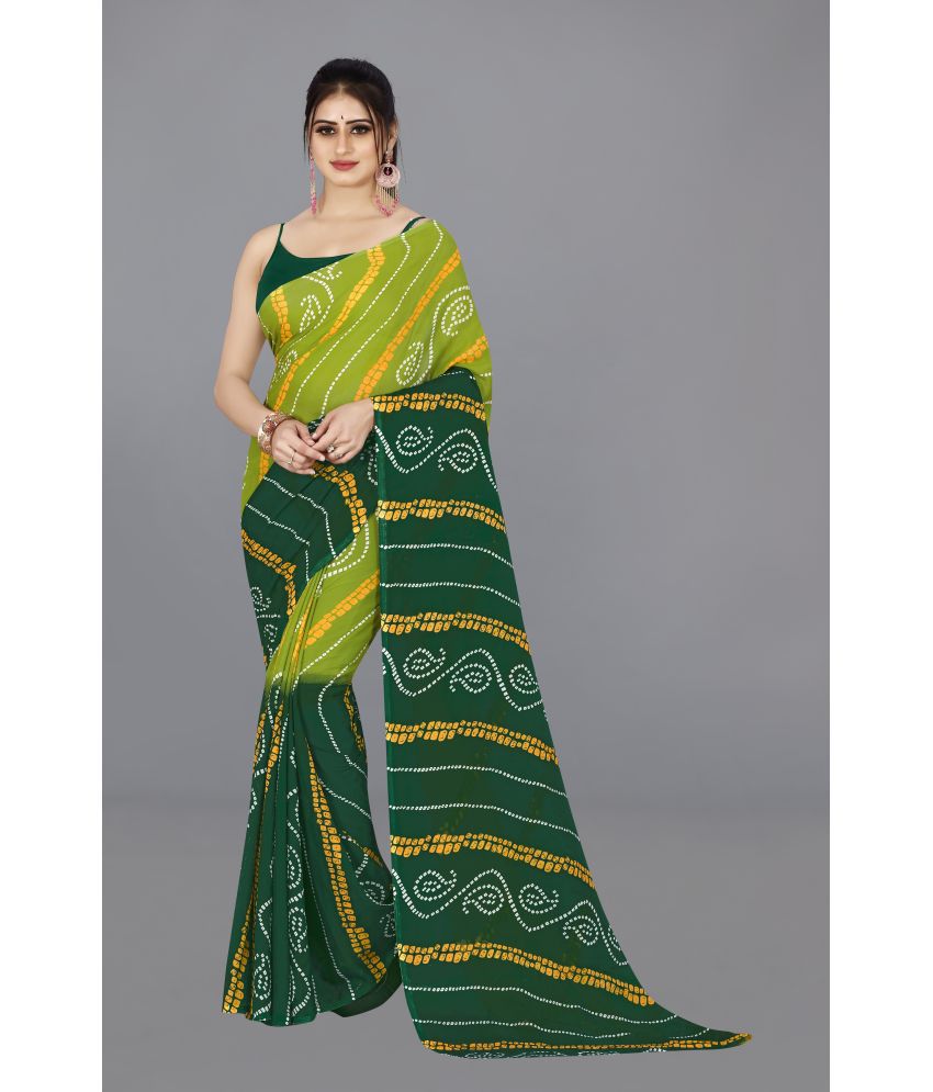     			ANAND SAREES - Green Georgette Saree Without Blouse Piece ( Pack of 1 )