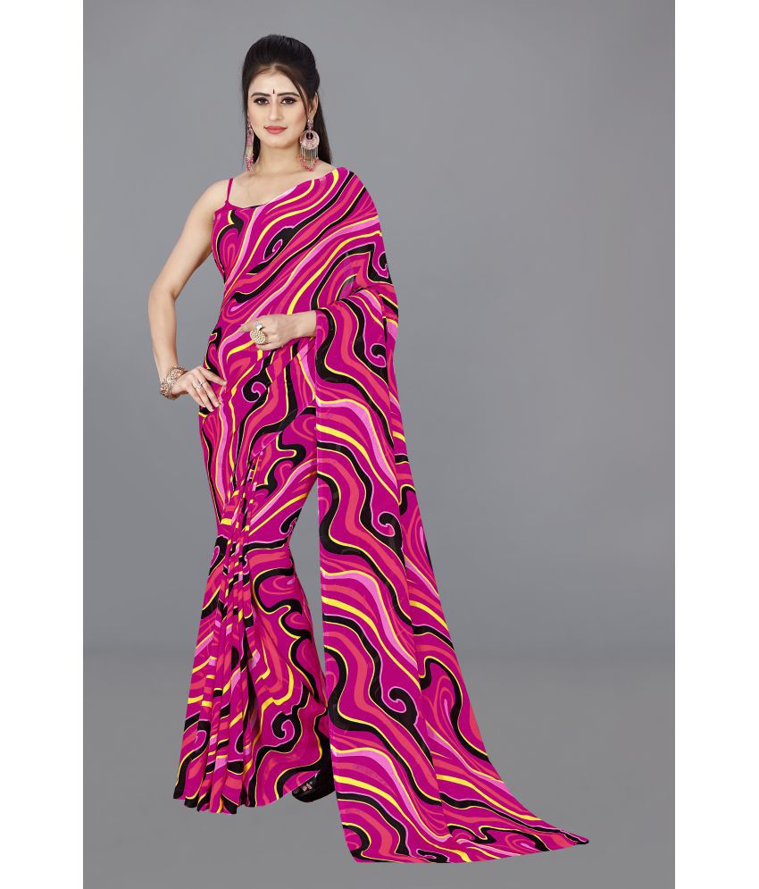     			ANAND SAREES - Pink Georgette Saree Without Blouse Piece ( Pack of 1 )