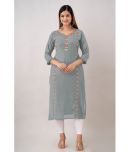 Kapadia - Grey Rayon Women's Straight Kurti ( Pack of 1 )