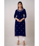 Kapadia - Navy Blue Rayon Women's Straight Kurti ( Pack of 1 )