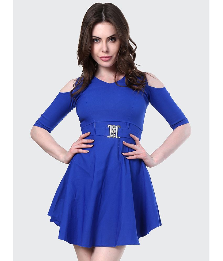     			BuyNewTrend - Blue Cotton Blend Women's Fit & Flare Dress ( Pack of 1 )