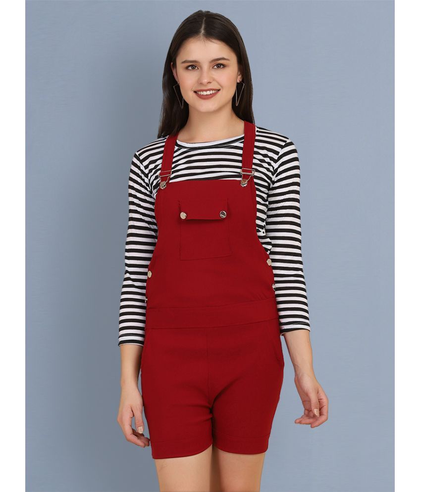     			BuyNewTrend - Maroon Cotton Blend Women's Dungarees ( Pack of 1 )