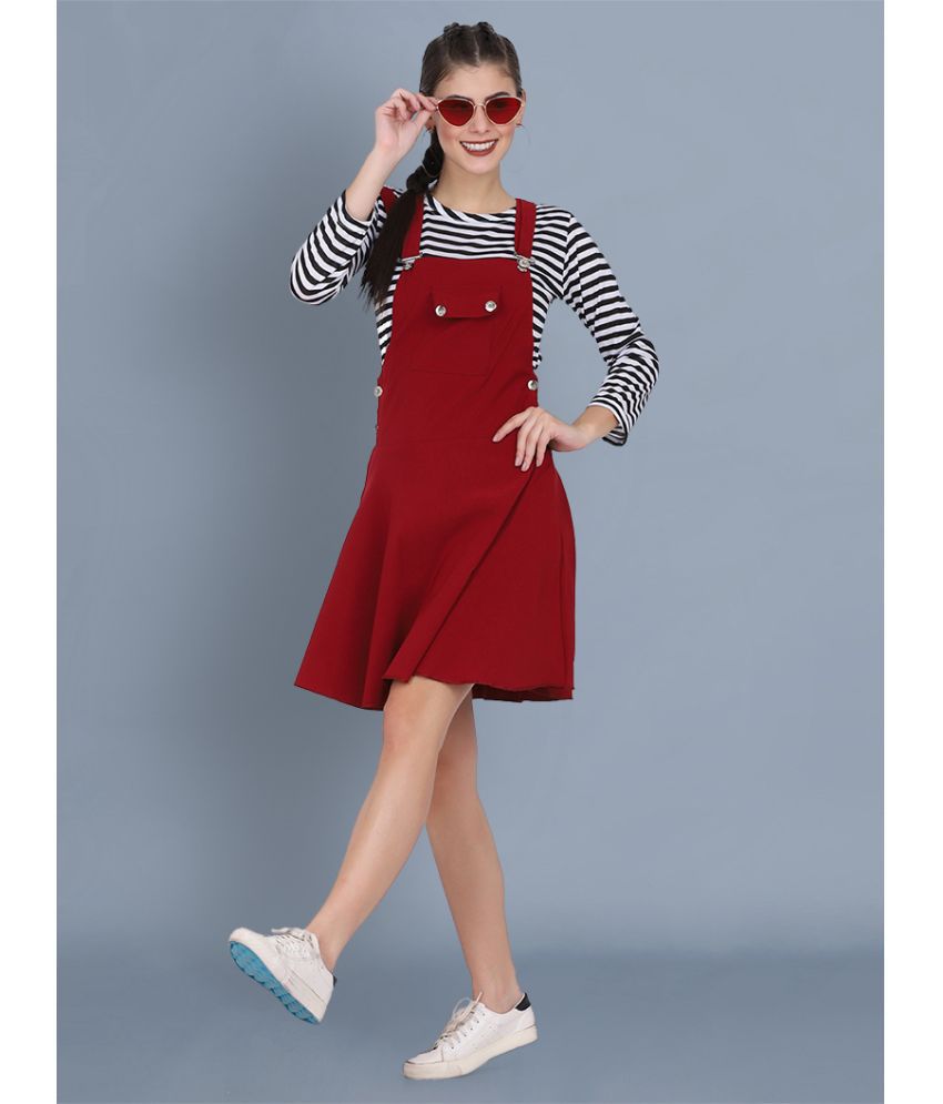     			BuyNewTrend - Maroon Cotton Blend Women's Dungarees ( Pack of 1 )