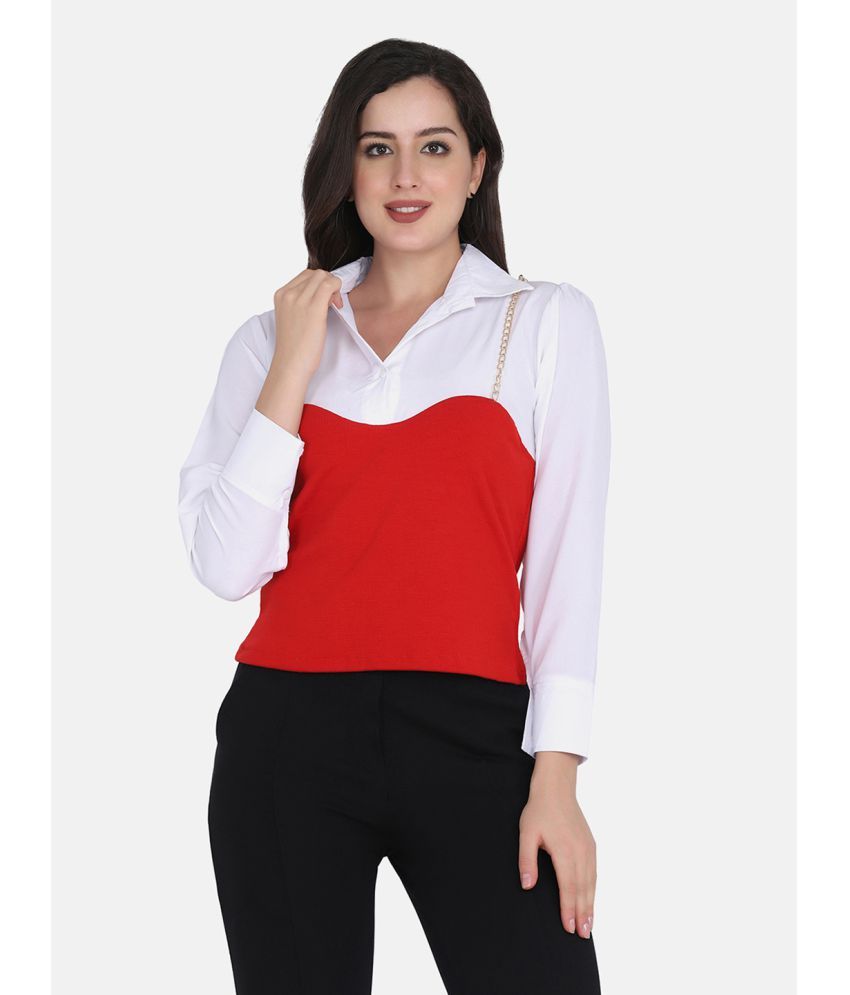     			BuyNewTrend - Red Crepe Women's Regular Top ( Pack of 1 )