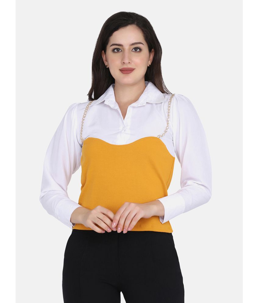     			BuyNewTrend - Yellow Crepe Women's Regular Top ( Pack of 1 )