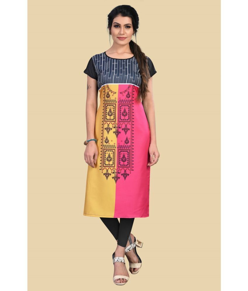     			Hiva Trendz - Multicoloured Crepe Women's Straight Kurti ( Pack of 1 )